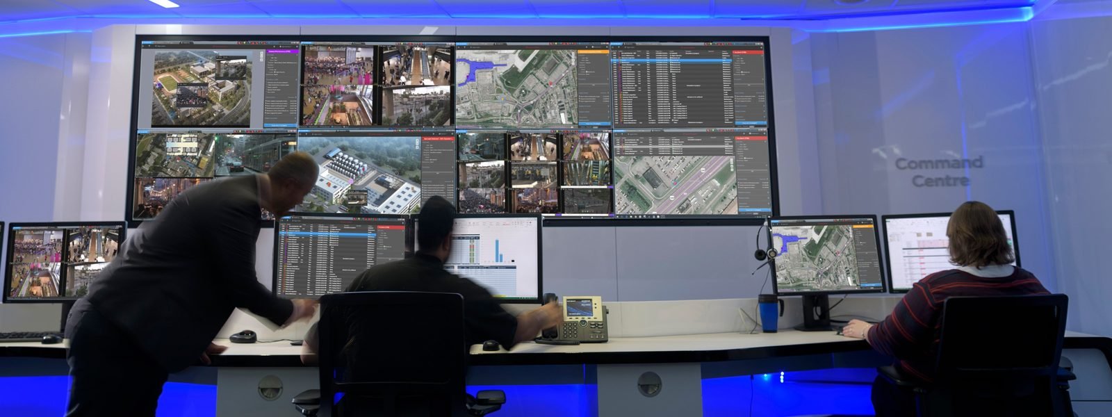 Κέντρο ελέγχου με video wall σε Genetec Security Center