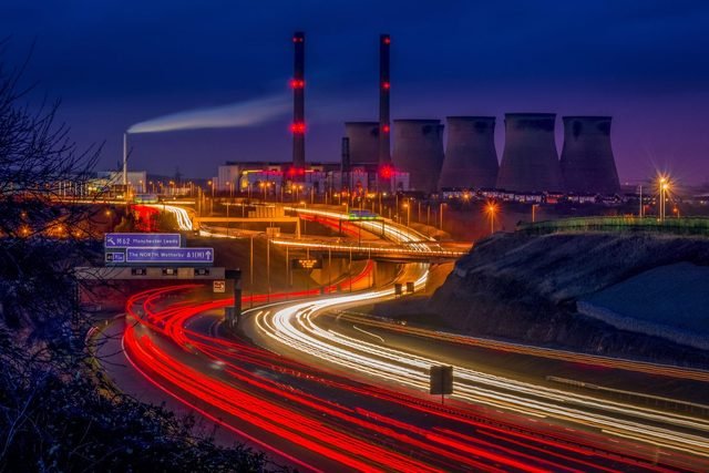 Highway traffic at night